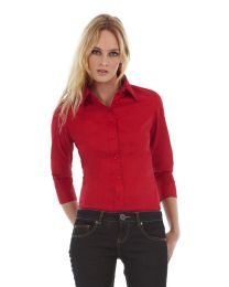 Blouses B&C Collection Poplin Blouse with 3/4 Sleeves dames